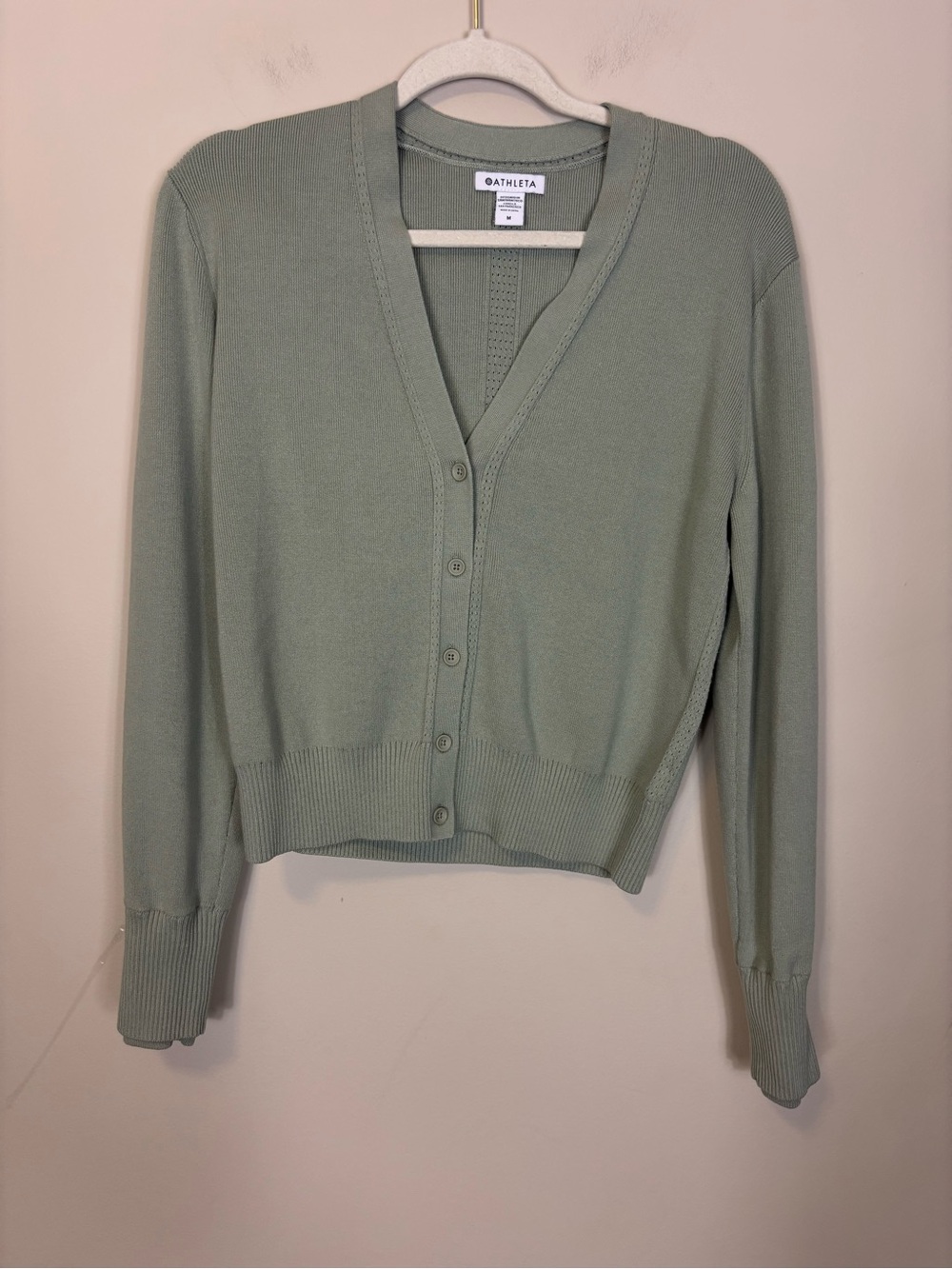 Athleta Sage Green Button-Up V-Neck Cardigan Sweater Medium
